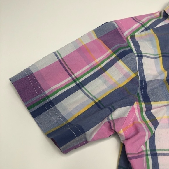 Wrangler Pink Blue Yellow & White Plaid Short Sleeve Button-up Shirt SIZE 6 - Picture 5 of 12